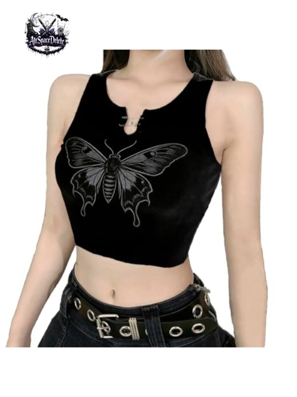 Gothic Crop Top Punk Bodycon Tank Top Emo Y2K Alternative Top